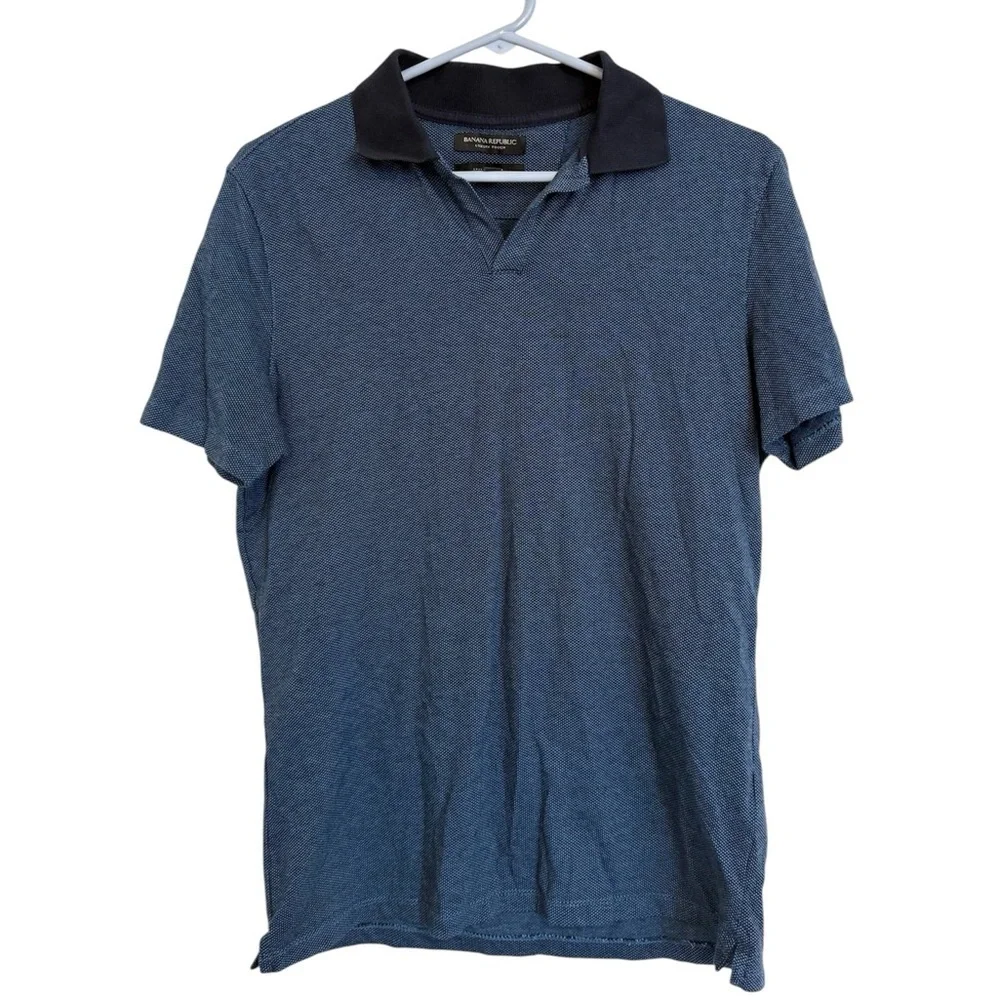 2/$30 Banana Republic - Luxury Touch Men’s Navy Polo Shirt w Black Collar Small